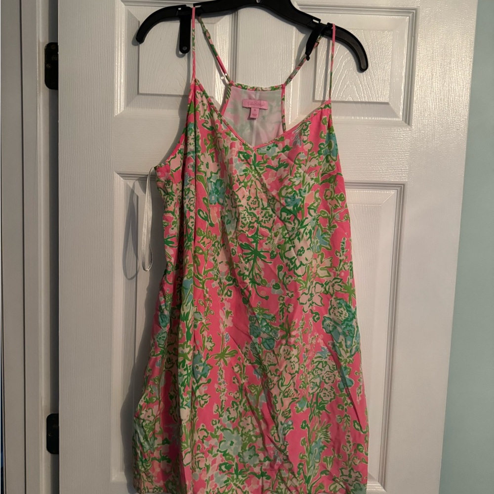Pink and Green Floral Dress